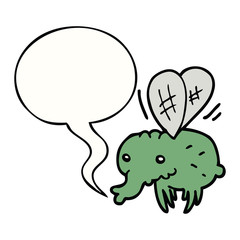 cartoon fly and speech bubble