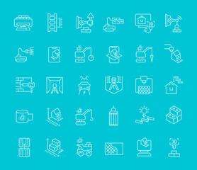 Set Vector Line Icons of Construction Technology
