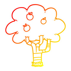warm gradient line drawing cartoon apple tree