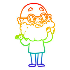 Obraz premium rainbow gradient line drawing cartoon curious man with beard and glasses