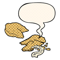 cartoon fortune cookies and speech bubble in comic book style