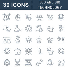 Set Vector Line Icons of Eco and Bio Technology