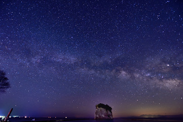 Milky way shining in the night sky