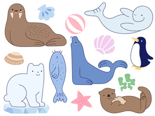 海の動物イラストセット
