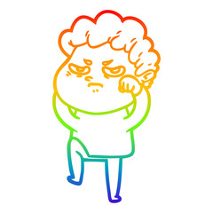 rainbow gradient line drawing cartoon angry man