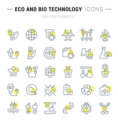 Set Vector Line Icons of Eco and Bio Technology