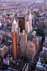 aerial view over Manhattan skyline