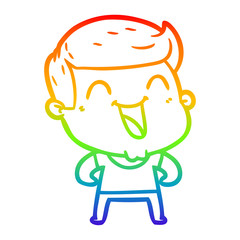rainbow gradient line drawing cartoon man laughing