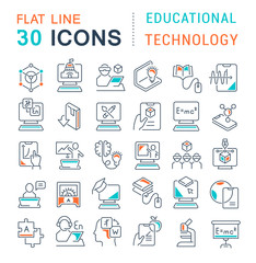 Set Vector Line Icons of Educational Technology