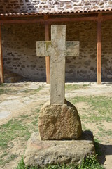 Cross Monument in David Gareja Monastery Courtyard, Georgia
