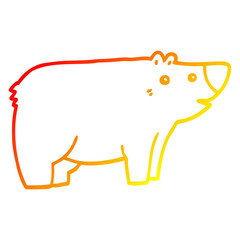 warm gradient line drawing cartoon bear