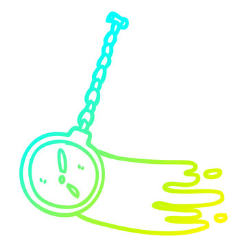 recommend clip art: cold gradient line drawing cartoon swinging gold watch