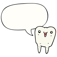 cartoon tooth and speech bubble