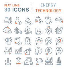Set Vector Line Icons of Energy Technology