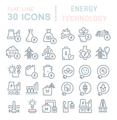 Set Vector Line Icons of Energy Technology