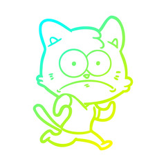 cold gradient line drawing cartoon nervous cat
