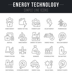 Fototapeta premium Set Vector Line Icons of Energy Technology