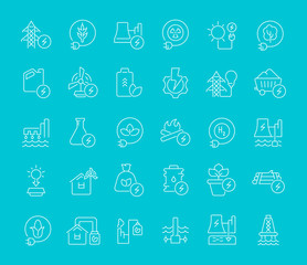 Set Vector Line Icons of Energy Technology