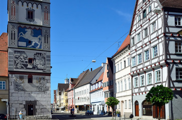 Fototapeta na wymiar Häuser an der Herzog-Georg-Straße, Lauingen