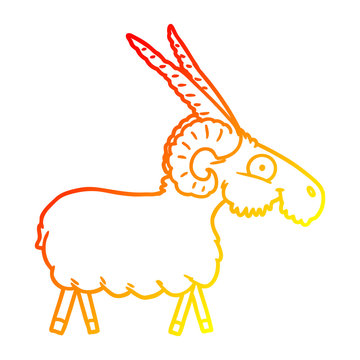recommend clip art: warm gradient line drawing cartoon goat