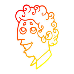 warm gradient line drawing cartoon man face