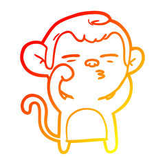 warm gradient line drawing cartoon suspicious monkey