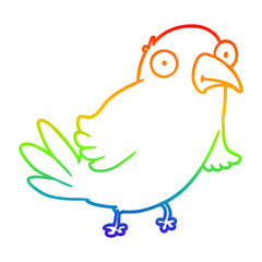 rainbow gradient line drawing cartoon bird