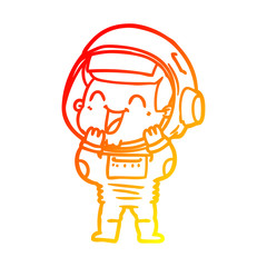 warm gradient line drawing happy cartoon astronaut