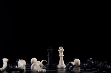 Business strategy concept on black background. Start up business planning Strategy idea with chess game. 7
