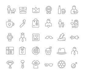 Set Vector Line Icons of Father's Day