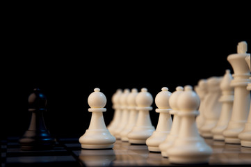 Business strategy concept on black background. Start up business planning Strategy idea with chess game. 13