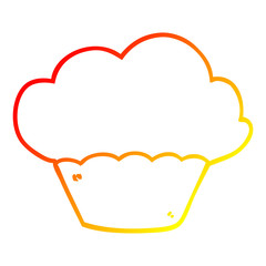 warm gradient line drawing cartoon muffin