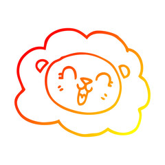 warm gradient line drawing cartoon happy lion