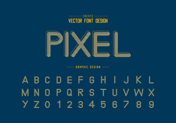Pixel Font and alphabet vector, Typeface letter and number design, Graphic text on background