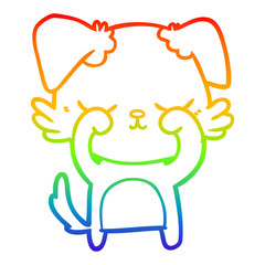 rainbow gradient line drawing cute cartoon dog