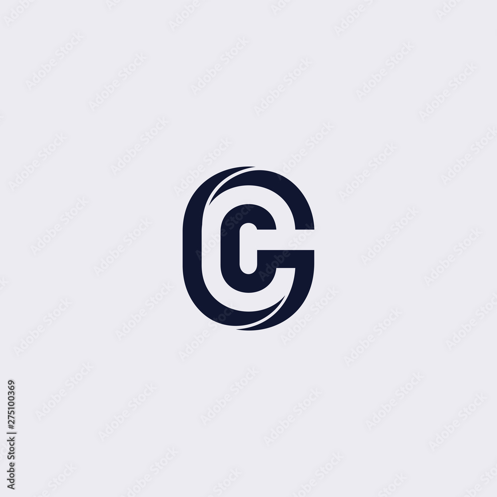 Fototapete minimal line letter initial c cg logo. abstract and elegant shape font sign. logotype vector design 
