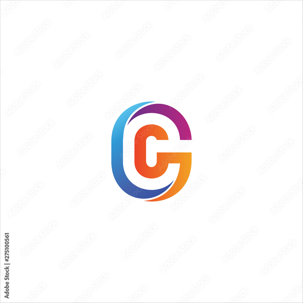 Fototapete minimal line letter initial c cg logo. abstract and elegant shape font sign. logotype vector design 