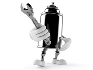 Spray can character holding adjustable wrench