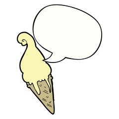 cartoon ice cream and speech bubble