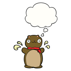 cartoon happy teddy bear and thought bubble