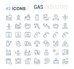 Set Vector Line Icons of Gas Industry