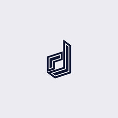 Minimal line letter initial D logo. Abstract and elegant shape font sign. logotype vector design template for personal identity branding, creative industry, web, business, corporate and company