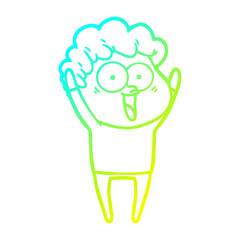 cold gradient line drawing cartoon happy man
