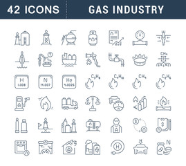 Set Vector Line Icons of Gas Industry