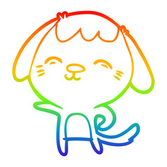 rainbow gradient line drawing happy cartoon dog