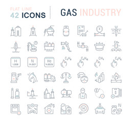 Fototapeta na wymiar Set Vector Line Icons of Gas Industry