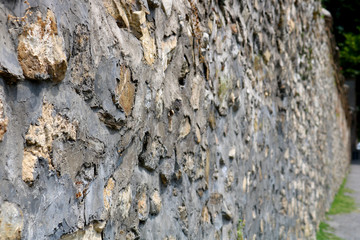Wall of the Sheki fortress next to the Palace of Shaki Khans, Azerbaijan.  Background and texture