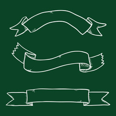 Fototapeta premium Vector Set of Chalk Sketch Ribbons. Blank Banners.