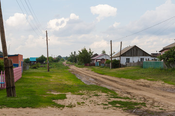 Fototapeta na wymiar street in the Russian village