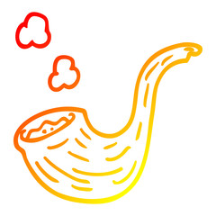 warm gradient line drawing cartoon smoking pipe